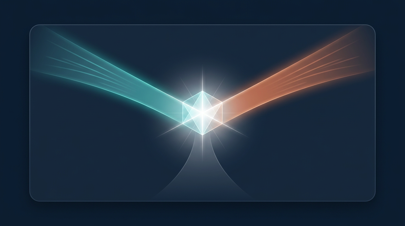 Programs and finance data converge at a luminous center — one unified view.