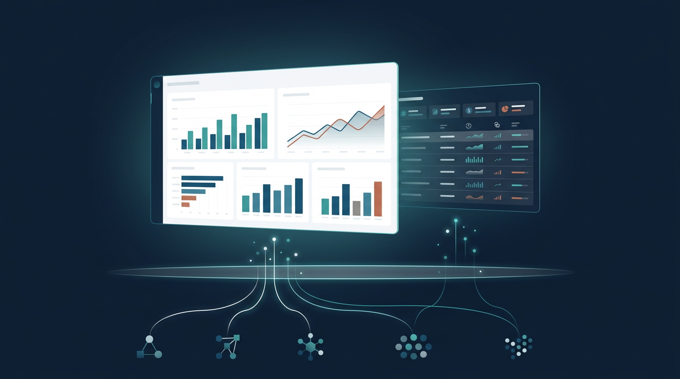 Clean dashboard and financial summary screens drawing from unified data sources.